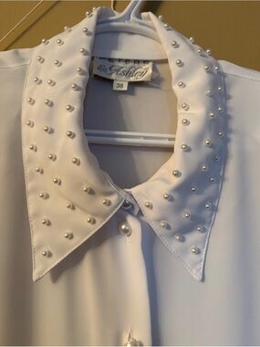 Vintage Pearl-Collar Cream Blouse - Vintage